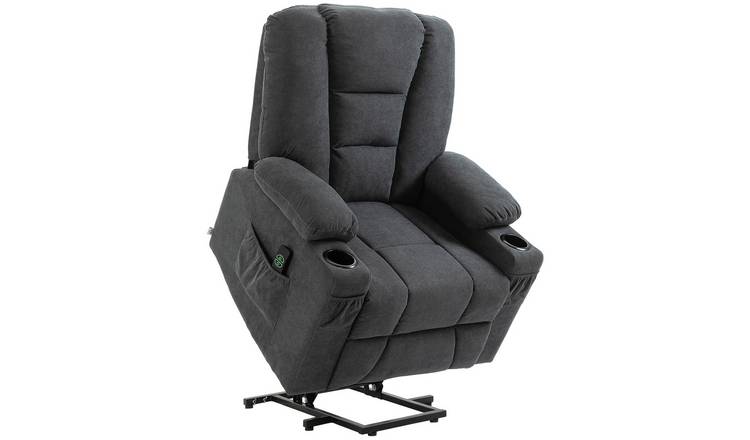 HOMCOM Fabric Upholstered Lift Chair with Remote Control - Charcoal Grey
