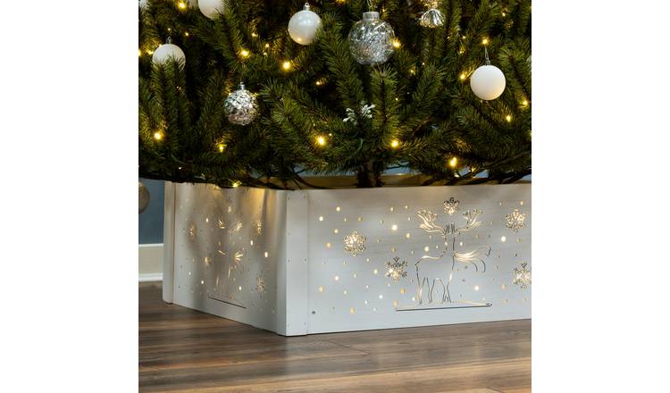 Christmas Tree World 60cm Pre-lit  Christmas Tree Skirt - Reindeer & Snowflake