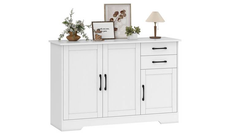 HOMCOM Modern Adjustable Storage Sideboard with Soft Close Doors - White