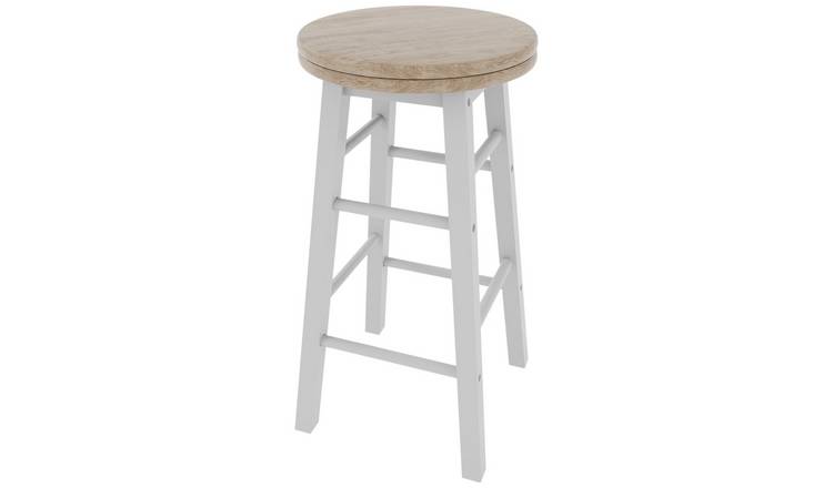 Chef Vida Wooden Revolving Bar Stool - White