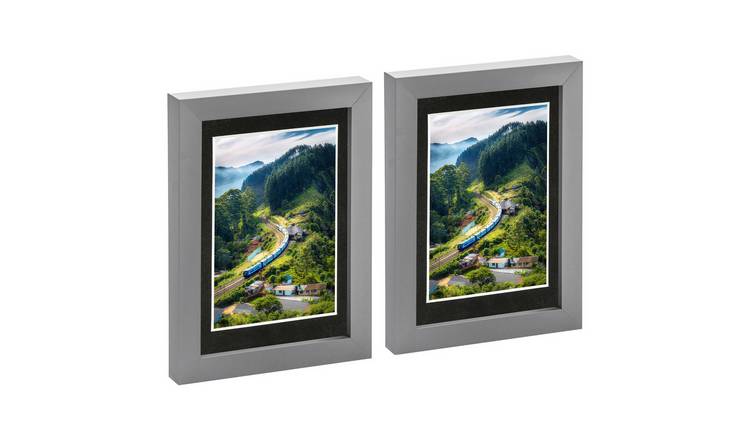 Nicola Spring 5 x 7" Photo Frames with 4 x 6" Black Mount (2x) - Grey