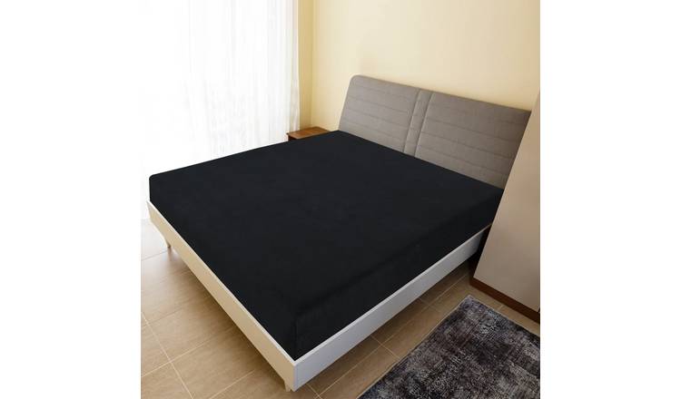 Walplus Cotton Jersey Fitted Sheet - Black - 100 x 200 cm