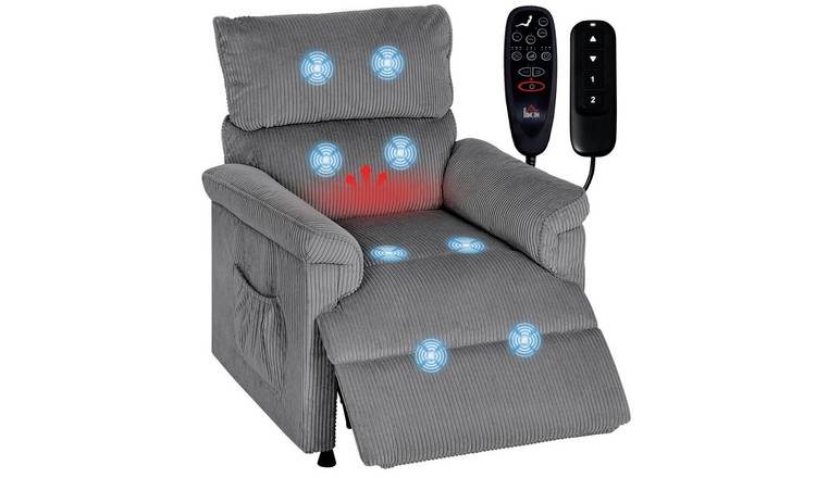 HOMCOM Massage Recliner Armchair with USB Port - Grey
