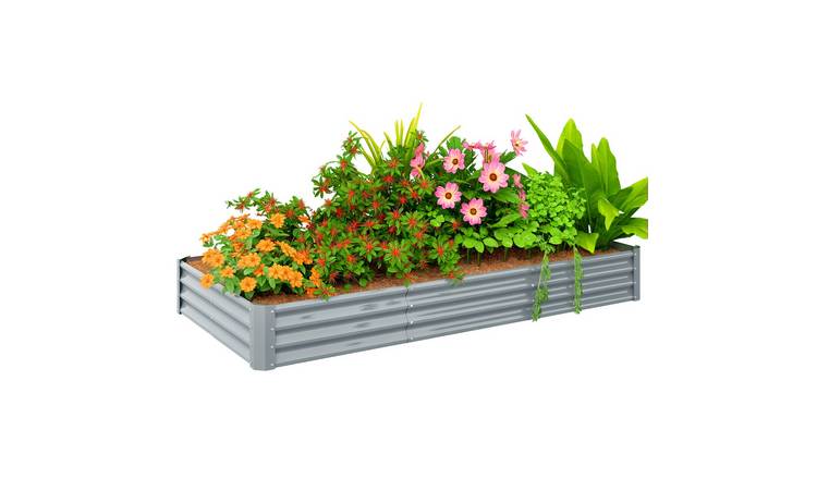 Outsunny Raised Garden Bed with Reinforcing Bars - Silver