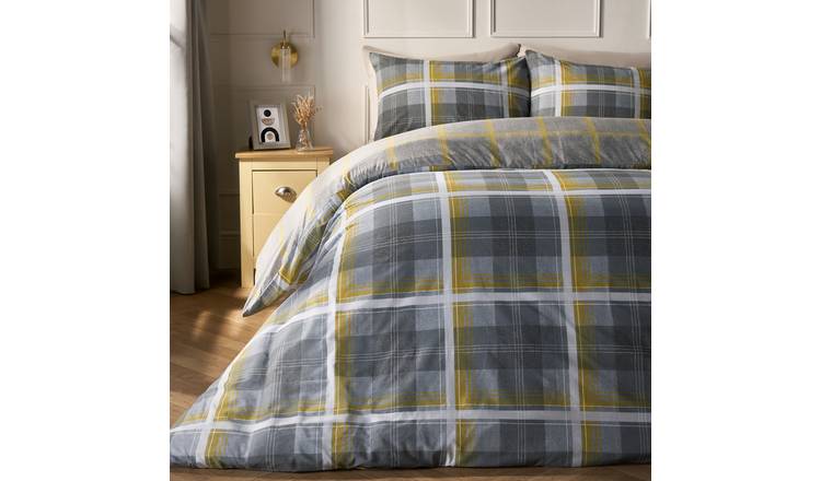 OHS Denim Check Duvet Cover Set Yellow - King
