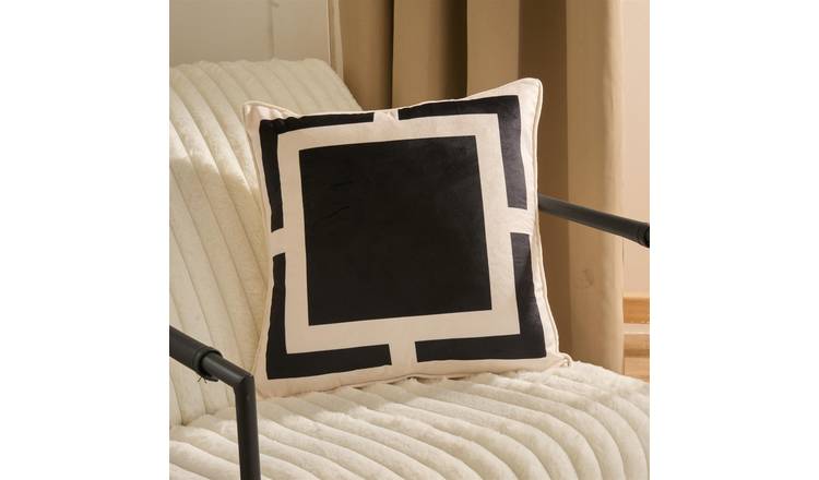 OHS 2 Pack Square Print Cushion Covers 45 x 45cm - Black/White