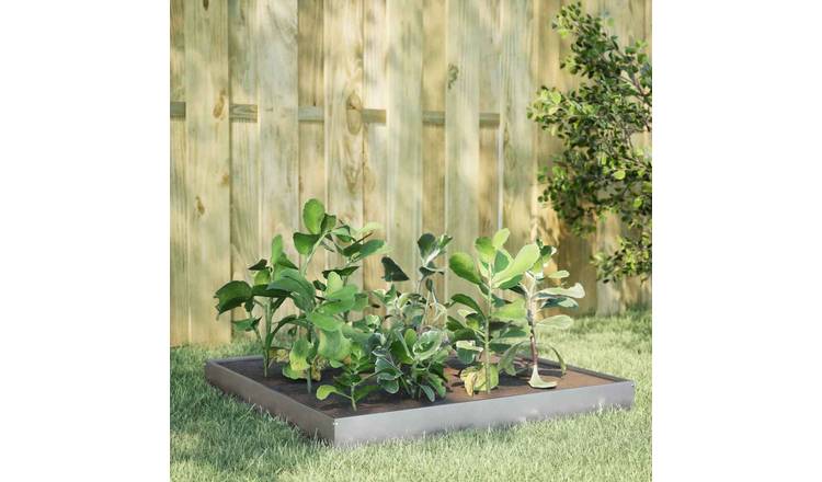Walplus Galvanised Steel Raised Garden Bed - 100 x 100 x 18.5 cm