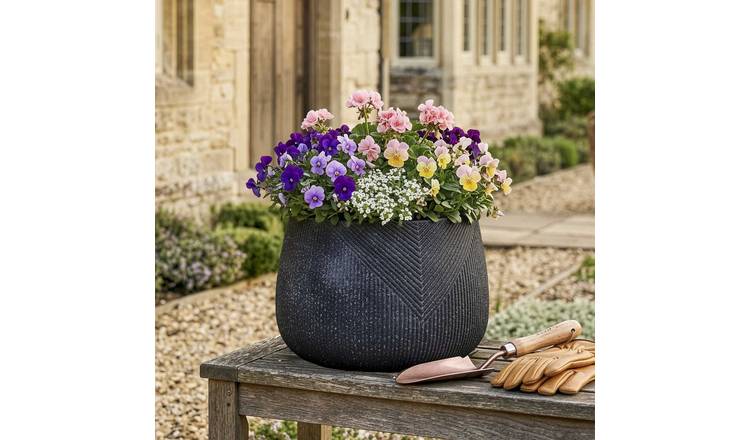 Dibor Small Fibre Clay Outdoor Garden Planter – Grey
