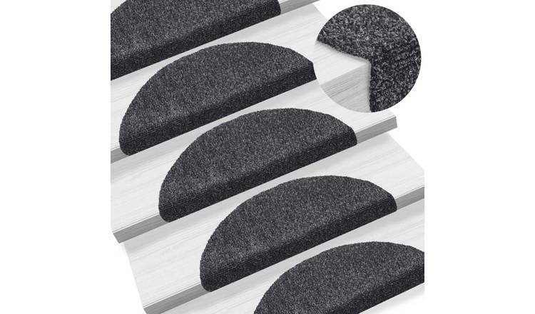 Walplus Pack of 15 Self-Adhesive Half Round Stair Mats - Dark Grey - 56 x 17 cm