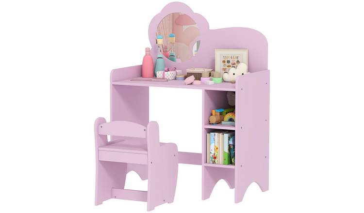 AIYAPLAY 2 in 1 Mirror Storage Shelves Toddler Makeup Vanity Set - Purple