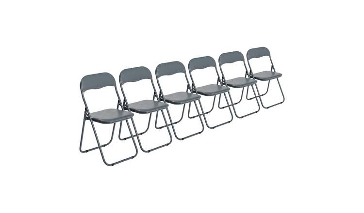 Harbour Housewares Padded Folding Chairs Pack of 6 - Grey