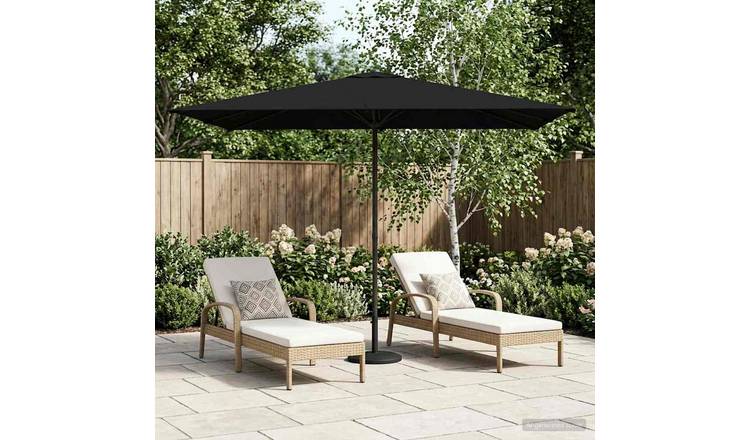 Walplus Rectangular Polyester Garden Parasol - Black - 290 x 190 x 223 cm