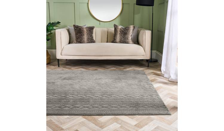 OHS Jacquard Cable Knit Rug - 160 x 230cm - Grey