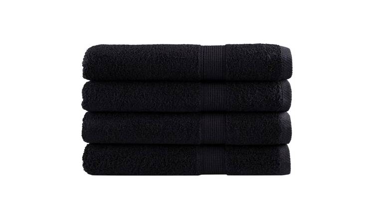 Walplus Pack of 4 Cotton Sauna Towels - Black - 80 x 200 cm