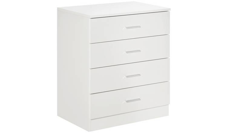 HOMCOM 4 Drawer Chest with Metal Rails Anti Tip - White