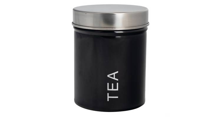 Harbour Housewares Round Metal Kitchen Tea Canister - Black