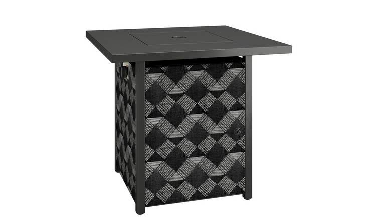 Outsunny Square 12kW Propane Gas Glass Wind Guard Fire Pit Table – Black