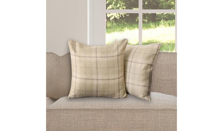 OHS 2 Pack Woven Check Cushion Covers 45 x 45cm - Sage