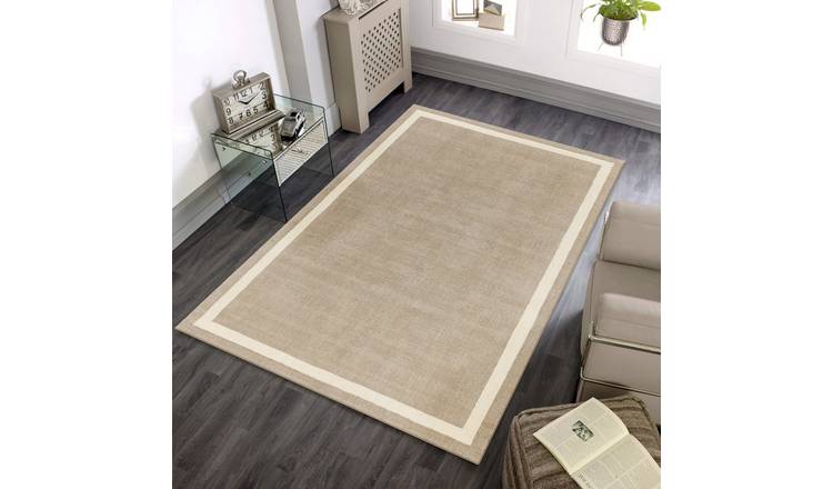 Mega Flooring Beige Handmade Bordered Rug - 200 x 290cm