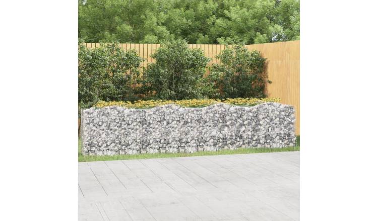 Walplus Galvanised Iron Gabion Raised Bed - Silver 400 x 50 x 90/ - 100 cm