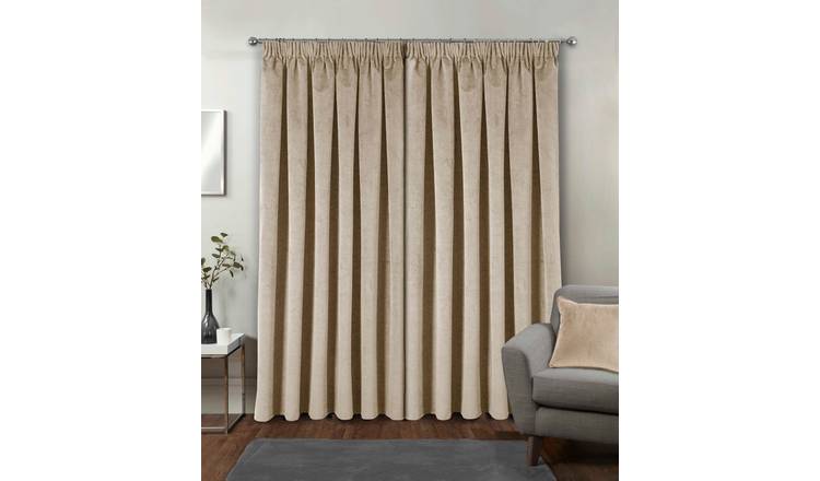 Enhanced Living Burford Velvet Blackout Curtains - 168 x 229cm - Cream