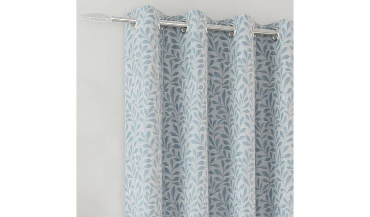 Enhanced Living Willow Jacquard Leaf Thermal Curtains - 117 x 183cm - Blue