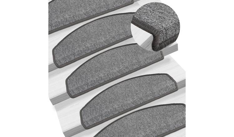 Walplus Pack of 15 Half Round Polypropylene Stair Mats - Dark Grey - 65 x 24 cm