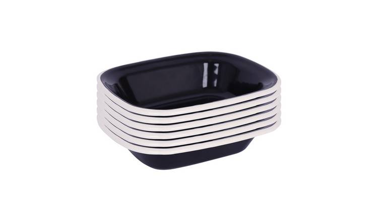 Argon Tableware Black Enamel Pie Dishes - White - Pack of 6