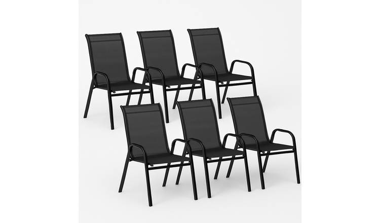 Harbour Housewares Texteline Canvas Garden Chairs - Set of 6