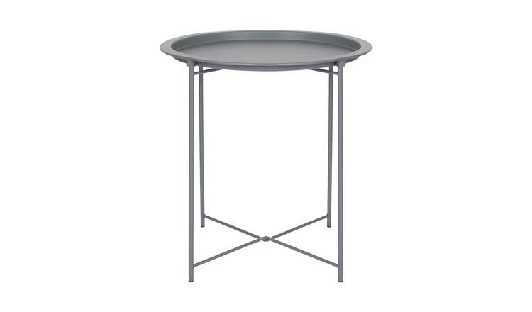 Harbour Housewares Round Steel Tray Table - Matt Grey