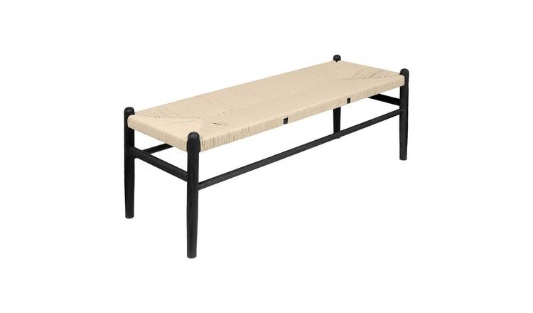 Wooden Scandi Danish Style Dining Bench - Black