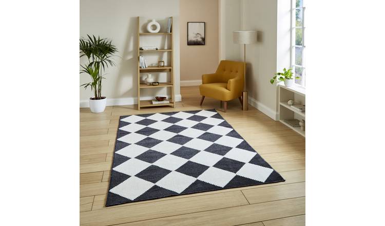 Mega Flooring Black Modern Geometric Rug - 80 x 150cm