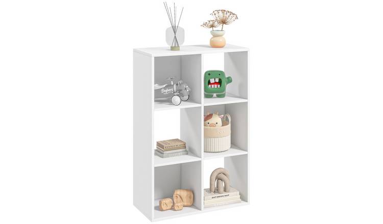 HOMCOM 3 Tier 6 Cubes  Freestanding Storage Bookcase - White