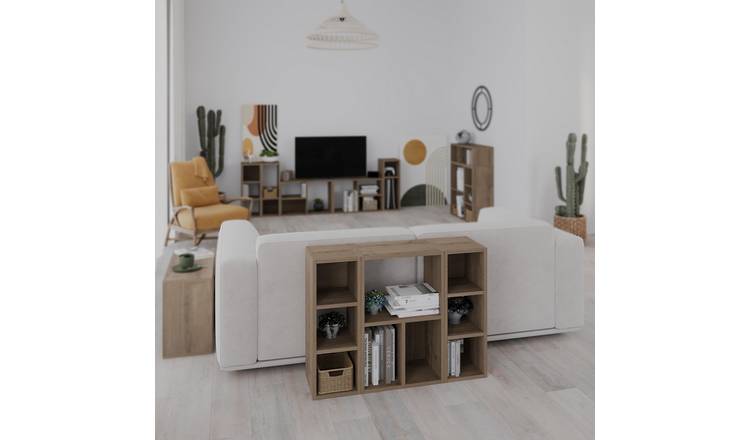 Decortie Combayn Tall Low Particleboard Wood Effect Shelving Unit - Dark Oak