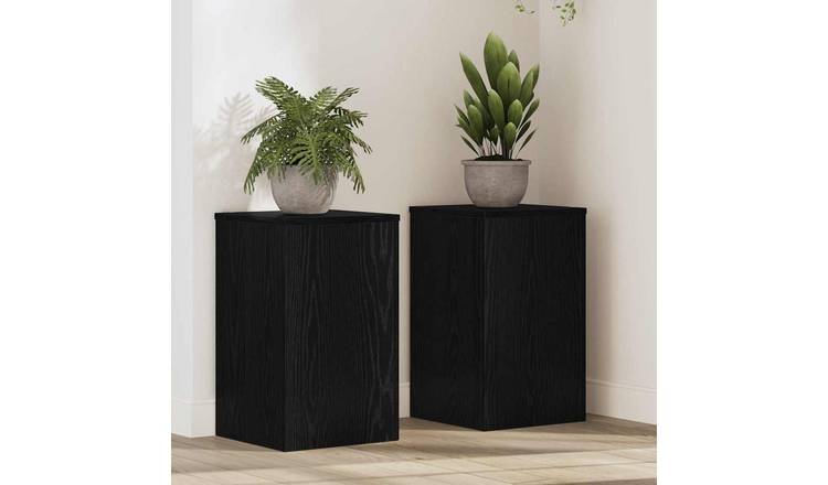 Walplus Pack of 2 Engineered Wood Plant Stand - Black Oak - 30 x 30 x 50 cm