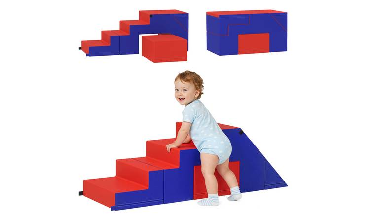HOMCOM 2 Piece Climb Crawl Kids Soft Play Set - Blue