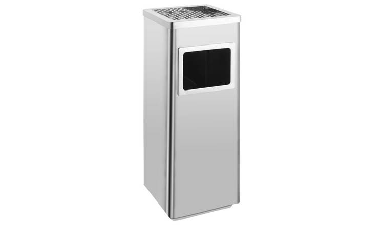 Walplus Stainless Steel Ashtray Dustbin Hotel 36 L - Silver - 24 x 24 x 61 cm