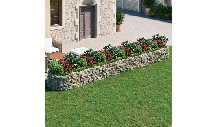 Walplus Galvanised Iron Gabion Raised Bed - Silver - 600 x 100 x 50 cm