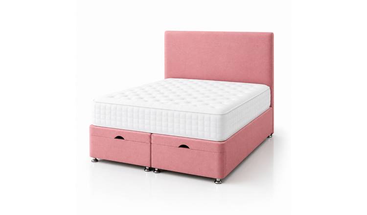 Comfy Deluxe Plain  6ft Super King  End Lift Ottoman Bed Set - Pink