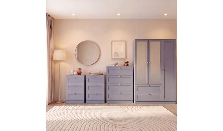 Vida Designs Altino Set (3x2 DRW Bedside - 4 DRW Chest - 3DR Wardrobe) - Grey