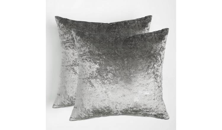 OHS 2 Pack Crushed Velvet Cushion Covers 45 x 45cm - Silver