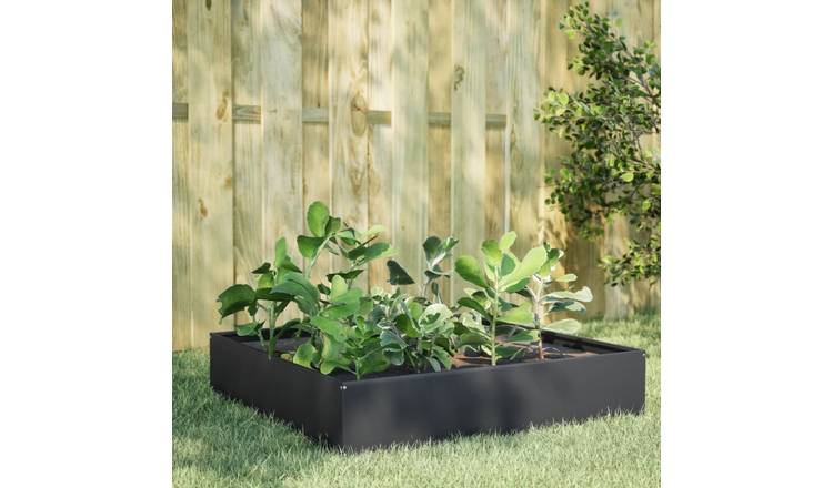 Walplus Steel Raised Garden Bed - Anthracite - 100 x 100 x 33.5 cm