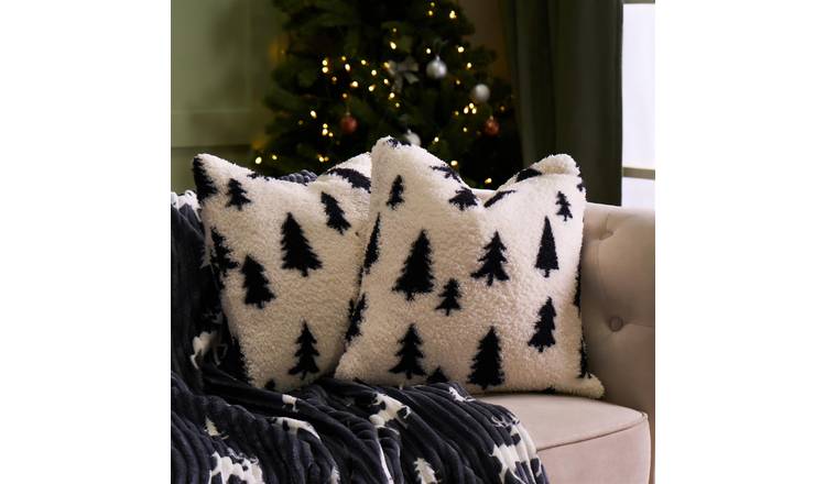 OHS 2 Pack Tree Teddy Cushion Covers 45 x 45cm - Mono