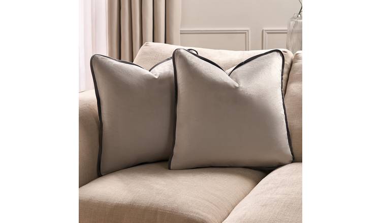 OHS 2 Pack Matte Velvet Piped Cushion Covers 45 x 45cm - Grey