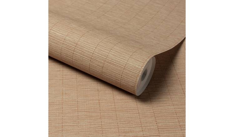 Grandeco Stitched Bamboo Grasscloth Textured Wallpaper - Plaster