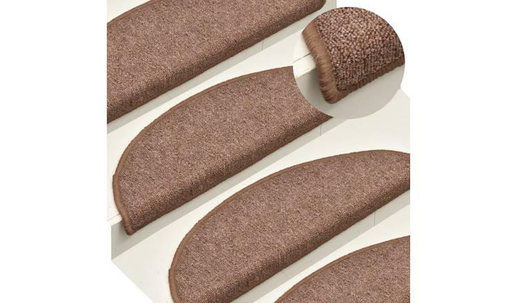 Walplus Pack of 15 Polypropylene Carpet Stair Treads - Brown - 56 x 17 cm