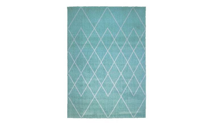 Mega Flooring Blue Modern Geometric Rug - 80 x 150cm