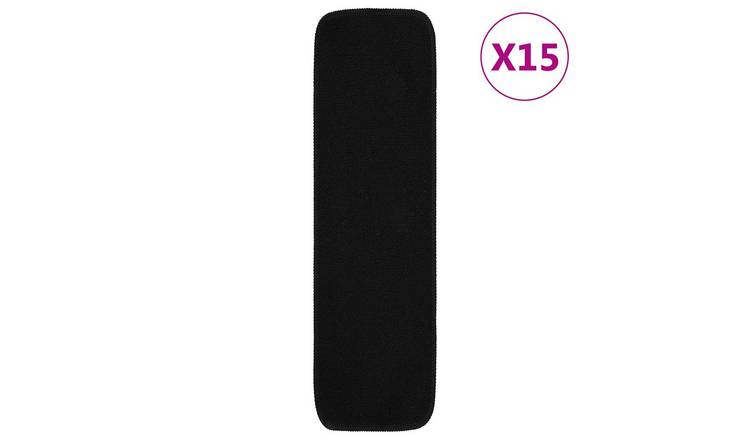 Walplus Pack of 15 Polypropylene Stair Mats - Black - 20 x 75 cm