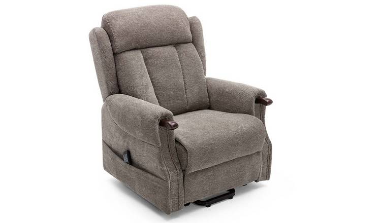 Furniture Online Halton Fabric Heavy Duty Dual Motor Rise Recliner Chair - Brown