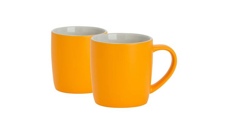Argon Tableware Matt Coloured 350ml Coffee Mugs Pack of 2 - Yellow
